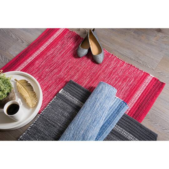 DII® Blue Squares Recycled Yarn Rug, 2ft. x 3ft.